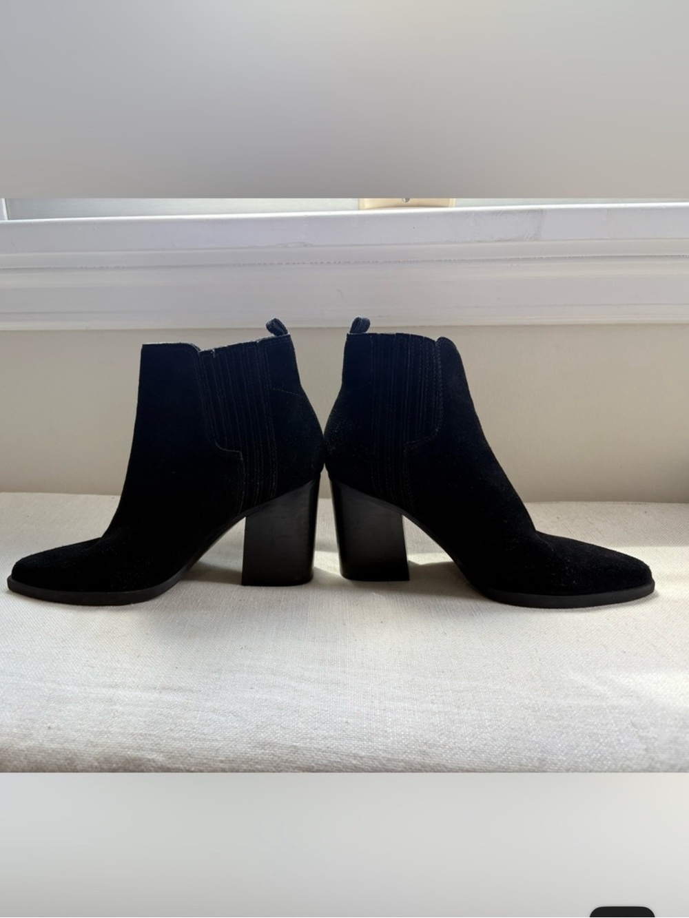 Marc Fisher Black Suede Ankle Boots Booties - Picture 6 of 9